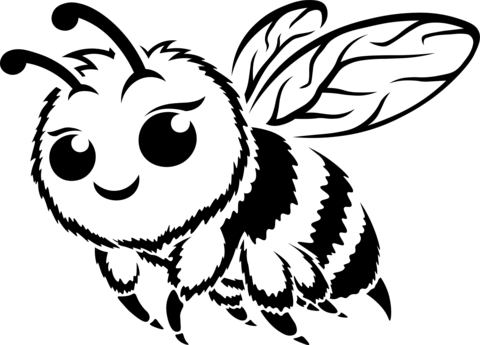 Cute Bee Coloring Page